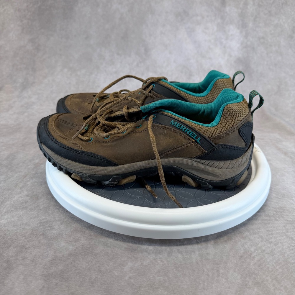Merrell Hiking Shoes Women 8 Brown J48312 Dark Earth Leather Trail Sneakers - Picture 3 of 8